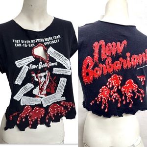 Vtg 70s Ron Wood Keith Richards Stones New Barbarians Crop T shirt XS